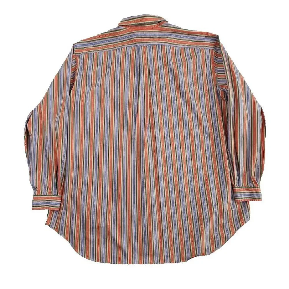 Polo Ralph Lauren Classic Fit Button‎ Down Shirt Men's 4XLT Orange Blue Stripe